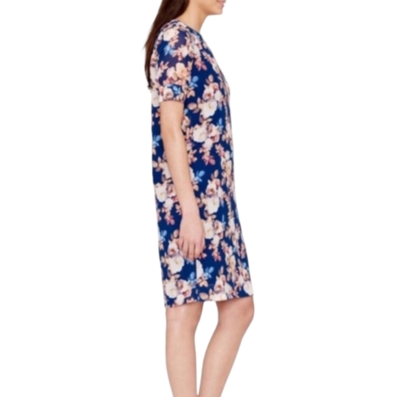 J.Crew 100% Silk Floral Dress Blue Shift Size 6 - Picture 3 of 15